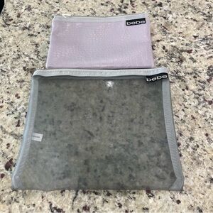 Bebe new without tags set of 2 travel cosmetic bags in gray